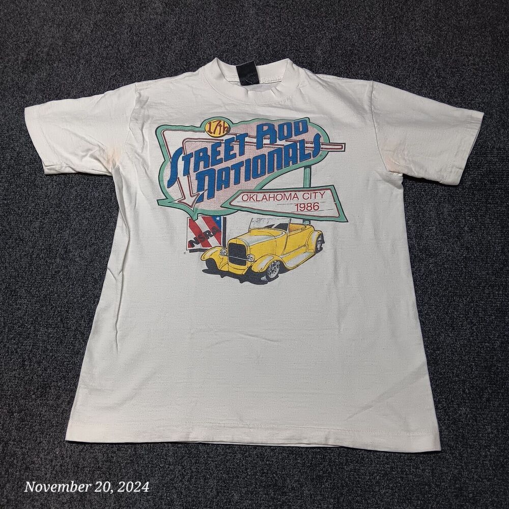 Vintage 17th Street Rod Nationals Oklahoma City 1986 T Shirt Adult Medium White
